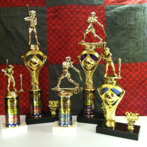 Color softball trophies chevron pattern